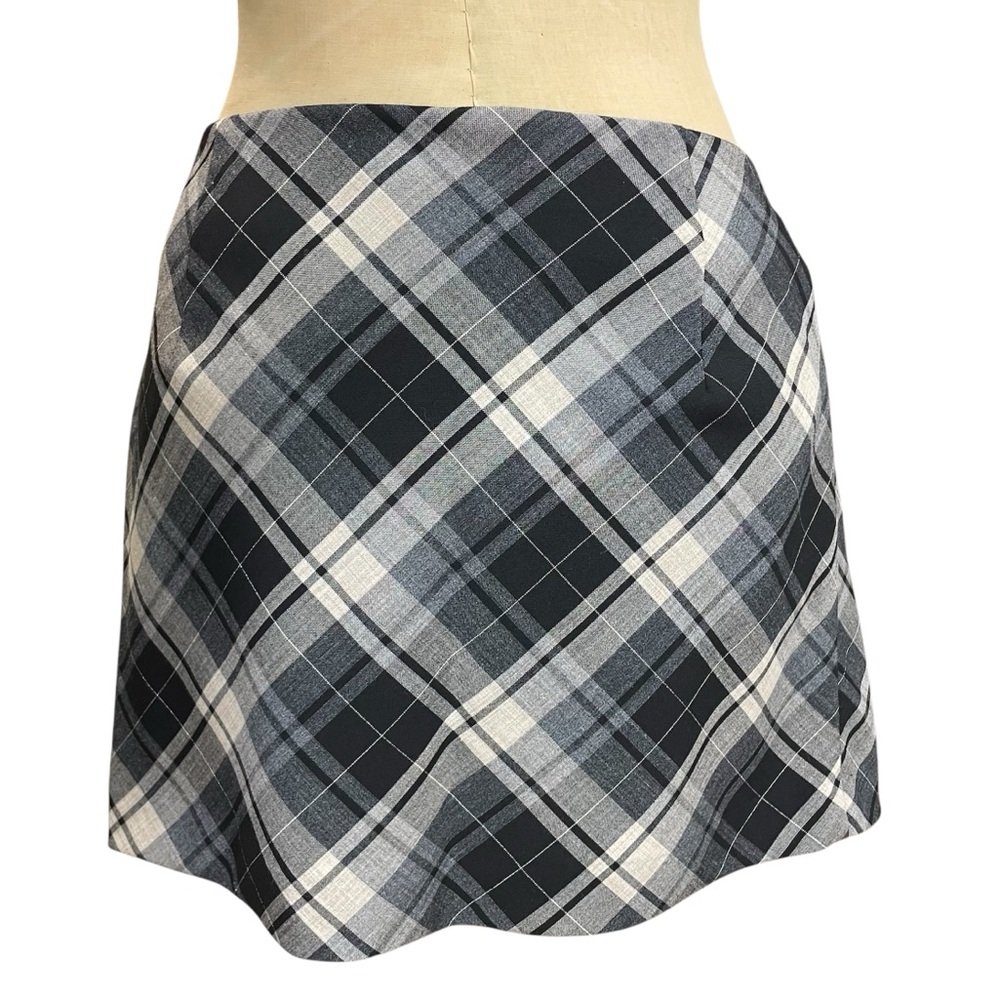 Y2K Express Plaid Skirt Gray 4 Prep Academia Schoolgirl Grunge Mini - Picture 2 of 16